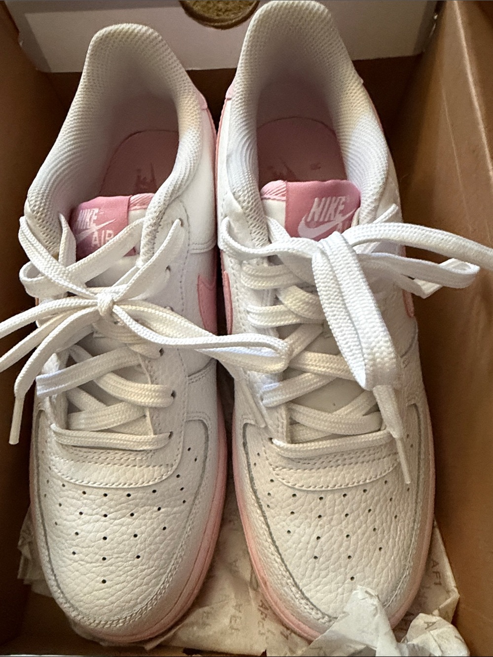 Nike Air Force 1 (GS) — White with Pink Foam Accents - Picture 8 of 10